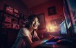 © COC STUDIO - Happy professional gamer playing online video game.
