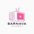 b letter mark channel television tv logo vector icon illustration