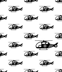 Wall Mural - Air Ambulance Helicopter Icon Seamless Pattern, Air Ambulance Icon