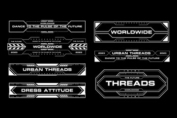 Wall Mural - futuristic cyberpunk sci fi interface element hud technology frame graphic vector design template