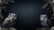 © Hifzhan Graphics - space for text on textured background surrounded by owls from top view, background image, AI generated