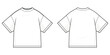 Basic T-shirt flat technical fashion illustration. Tee shirt vector template illustration. front and back view. regular fit. drop shoulder. unisex. white color. CAD mockup.