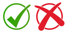 Green Tick And Red Cross Icons Vector Illustration