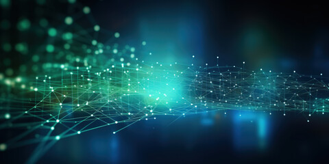 Blurred abstract lines and dots connected network technology data center concept background soft focus