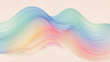 Fototapeta  - 淡いパステルの虹色グラデーションカラーで波打つ模様の壁紙背景