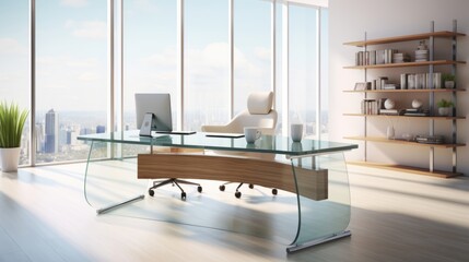 Wall Mural - An executive office with a sleek, glass desk