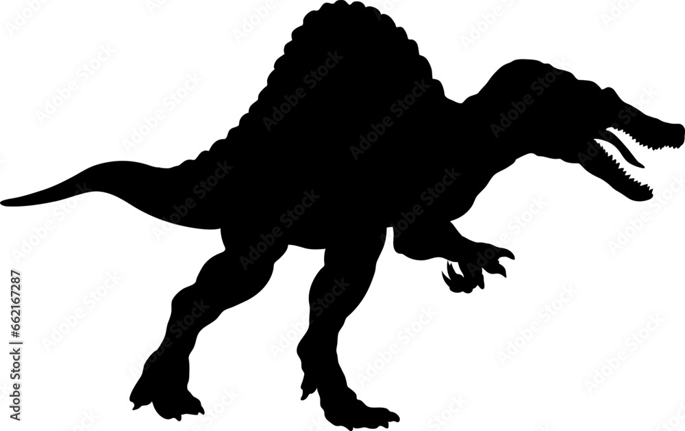 Spinosaurus Dinosaur Silhouette vector Types of dinosaurs breeds Stock ...