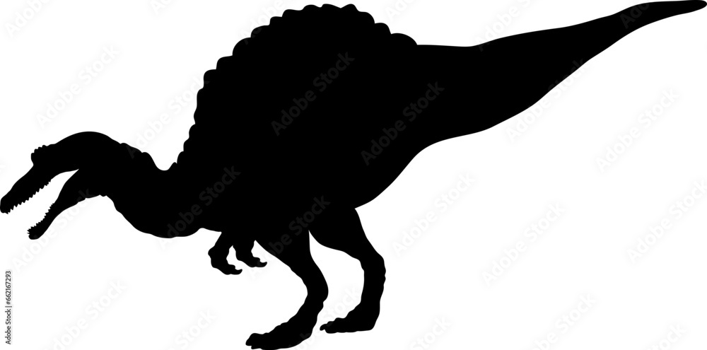 Spinosaurus Dinosaur Silhouette vector Types of dinosaurs breeds Stock ...