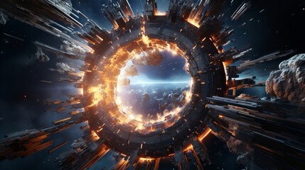 a digital art representation of a hyper space gateway