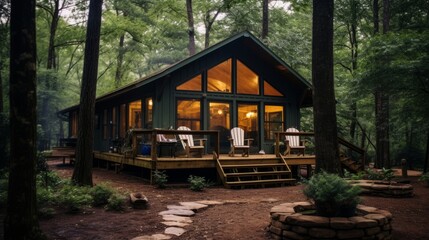 A rustic cabin in the woods for a cozy and intimate setting