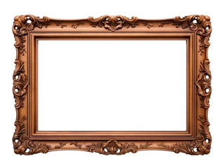 Wall Mural - carved wooden picture frame on isolated background. image display concept
