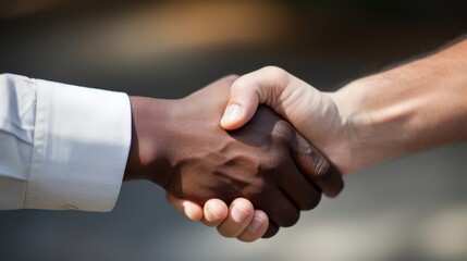 A close-up of diverse hands reaching out for a handshake