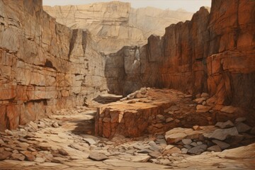 Wall Mural - Rich, earthy layers converge, evoking nature's rugged, untouched terrain.