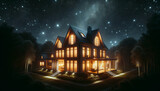 Fototapeta Na sufit - Peaceful house and night sky.
Generative AI