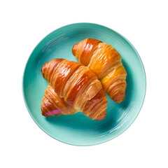 Wall Mural - Croissant in plate isolated on white background 