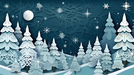 Wall Mural - Cut paper, Christmas background.