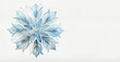 Snowflake drawn in pastel blue on a white isolated background. Watercolor.