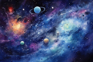 Wall Mural - watercolor galaxy art