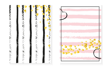 Wall Mural - Gold Chic Border. Rose Element. Black Splatter