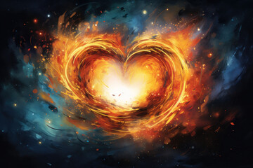 Wall Mural - heart in space, cosmic love