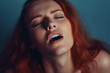 © MAXSHOT_PL - A beautiful sensual red-haired woman enjoying sexual pleasure, eroticism and orgasm. Generative Ai.