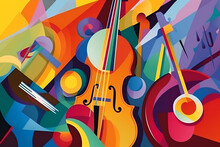 Colorful Retro Abstraction Of Musical Instruments 3