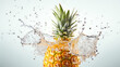 fresh pineapple on white background with the fresh droplet water