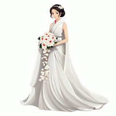 Wall Mural - Japanese Bridal Couple Vector Illustration