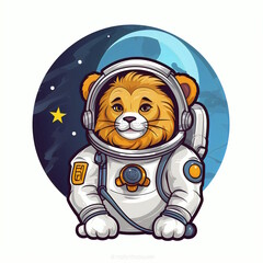 Wall Mural - Astronaut Lion Vector Illustration