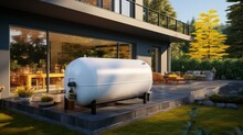 Villa Vistas And Vital Utilities. A Propane Perspective From The Backyard. Generative AI