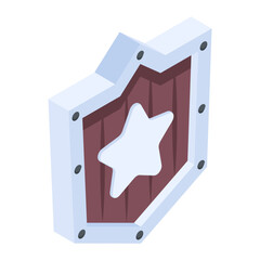 Canvas Print - Modern isometric icon of magic shield 