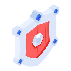 Canvas Print - Modern isometric icon of magic shield 
