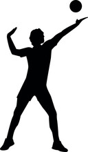 Silhouette Of A Child Playing Volleyball