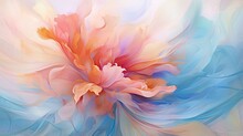  An Abstract Painting Of A Pink Flower On A Blue Background.  Generative Ai