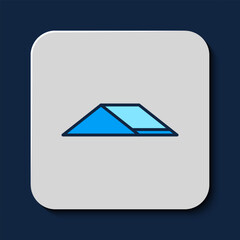 Sticker - Filled outline Skate park icon isolated on blue background. Set of ramp, roller, stairs for a skatepark. Extreme sport. Vector