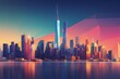 new York city skyline abstract background with colorful silhouette of Manhattan new York city skyline