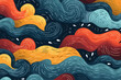 Gusty winds in stormy weather quirky doodle pattern, wallpaper, background, cartoon, vector, whimsical Illustration