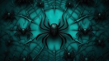  A Computer Generated Image Of A Spider On A Green Background.  Generative Ai