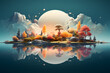 An Abstract Background with Surreal Floating Islands