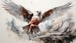  a painting of a large bird with wings spread wide open.  generative ai