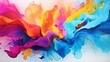 Produce an abstract watercolor background featuring vibrant neon swirls and splatters.