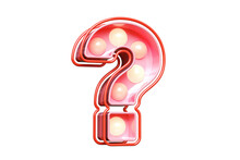 Light Bulb Marquee In The Shape Of Question Mark In Pink. High Quality 3D Rendering.