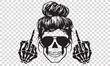 Messy Bun Skull Middle Finger vector file | Any changes can be possible