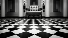 Vintage Checkered Tiles In Black And White