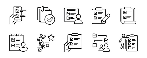 Leinwandbilder - clipboard task checklist business checkmark icon set project goal progress management to-do list document outline vector illustration schedule priority design for web and app