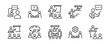 © elmantastic - workshop training online course conference icon set human resource seminar coaching skill education outline vector teamwork development symbol illustration for web and app