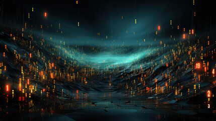 Digital Matrix: Seamless Screen Code Numbers Texture. Generative AI