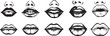 lips collection. Vector illustration of sexy woman's lips expressing different emotions, Sexy lips isolated on white background. 3D design. woman's lips closeup