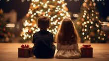 Children In Front Of The Christmas Tree