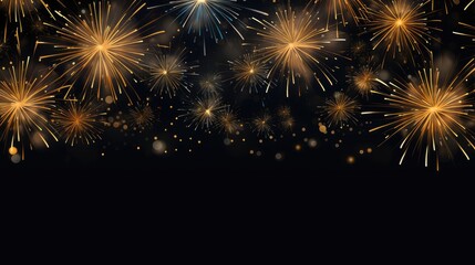 Wall Mural - Banner with fireworks on light black background